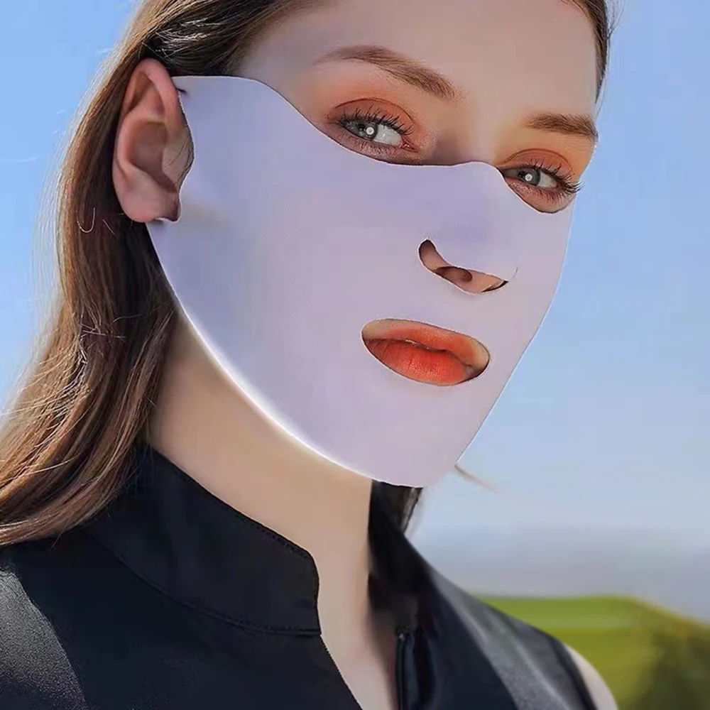 Mascarilla de protección solar Anti-UV UPF50 +, máscara facial transpirable para deportes al aire libre, boca y nariz, de seda de hielo, para verano