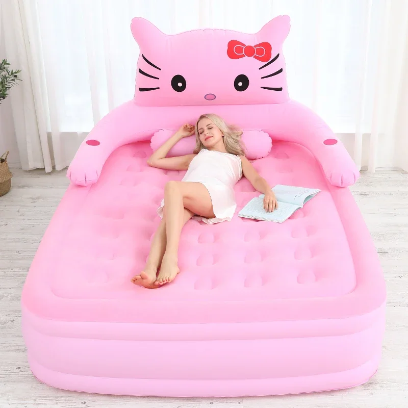 2020 Inflatable Bed for Kids Girls Home Double Air Bed Air Mattress Thickened Portable Sleeping Bag Outdoor Lazy Sofa Mat