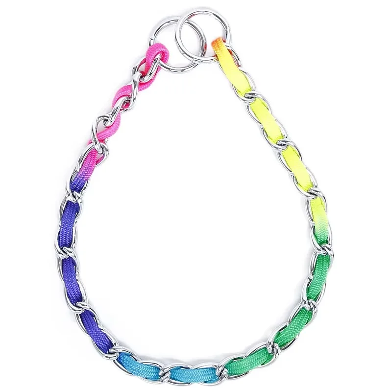 

Benepaw Rainbow Dog Collar Lead Set Sturdy Stainless Steel Metal Pet Leash For Small Medium Large Dogs Training 4mm*16cm