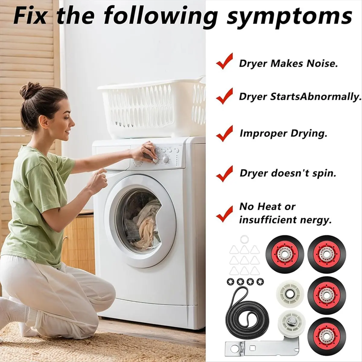 

(CNIM) 4392067 Комплект для ремонта сушилки и комплект натяжных роликов W10837240, включая ролики WPW10314173, ремень 661570V и шкив 279640