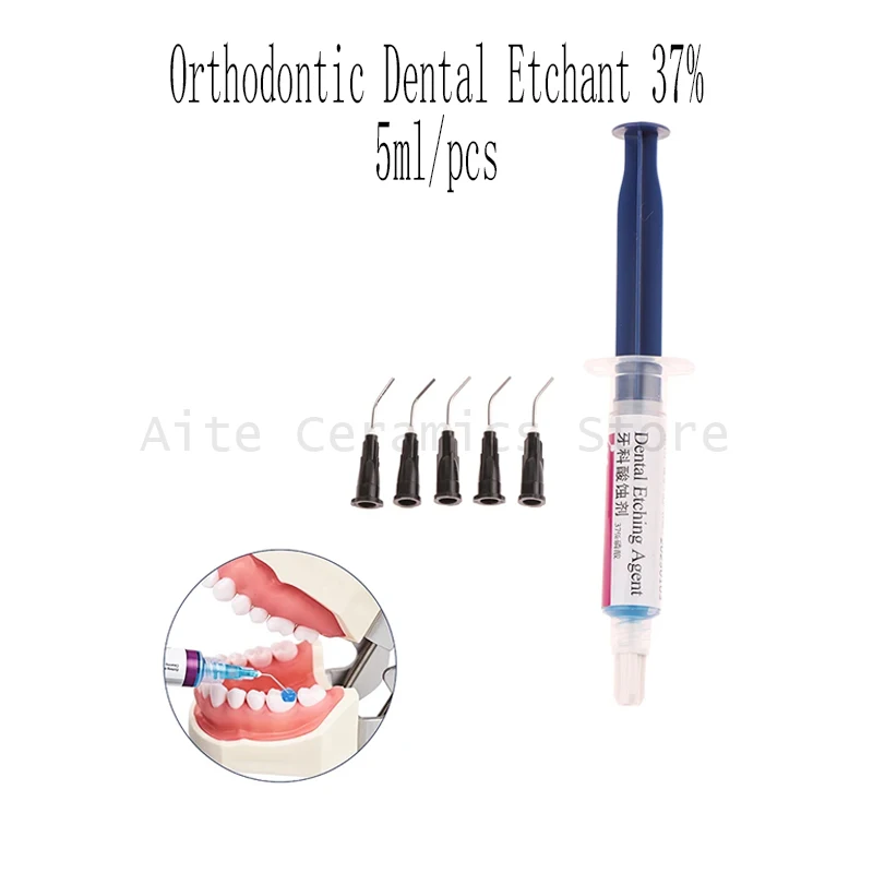 Orthodontic Dental Etchant 37% Phosphoric Acid Gel 5ml - High Viscosity Blue Gel for Resin Bonding Surface Preparation