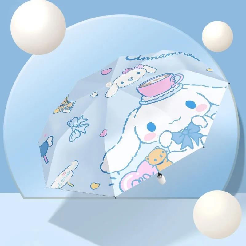 Paraguas Kawaii Sanrio Cinnamoroll totalmente automático, sombrilla plegable Anti-Uv, figuras de Anime, protector solar, Parasol, regalos para niñas