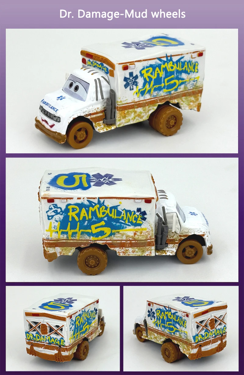 Cars 3 The Demolition Derby Events Rennwagen Dr. Damage Arvy Wohnmobil Miss Fritter Legierungs-Spielzeugauto für Kinder – Detail 9