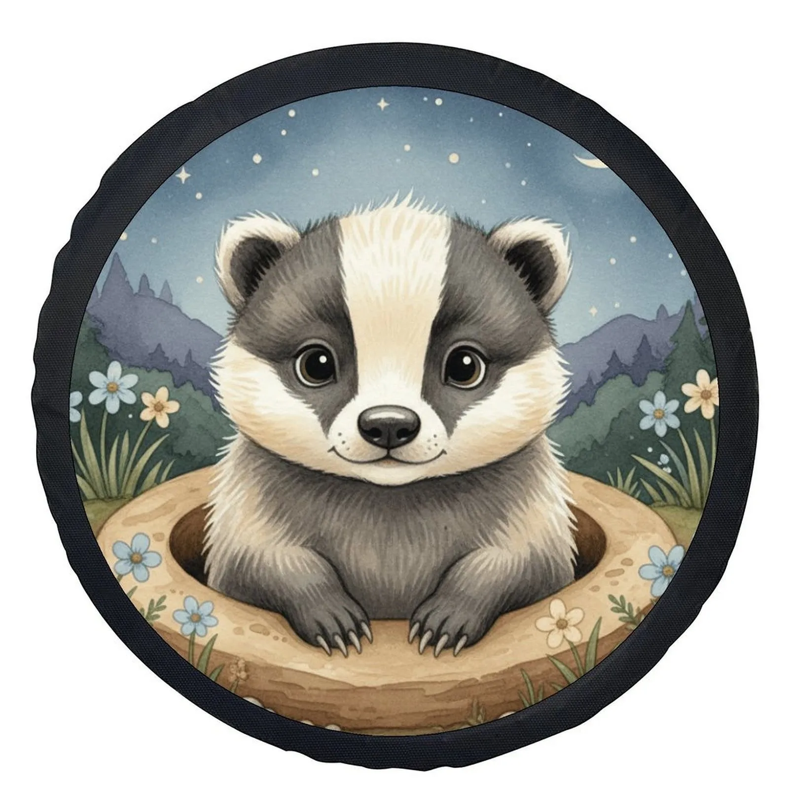 

Adorable Badger Night Spare Tire Cover Polyester Waterproof Universal Wheel Protector