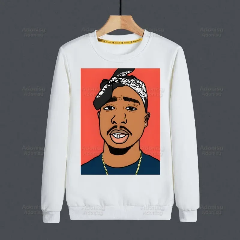 Rapper Tupac Shakur Sweatshirts Harajuku Streetwear Top Autumn Spring O Neck 2pac Hip Hop TUPAC Pullover Hoody Womens