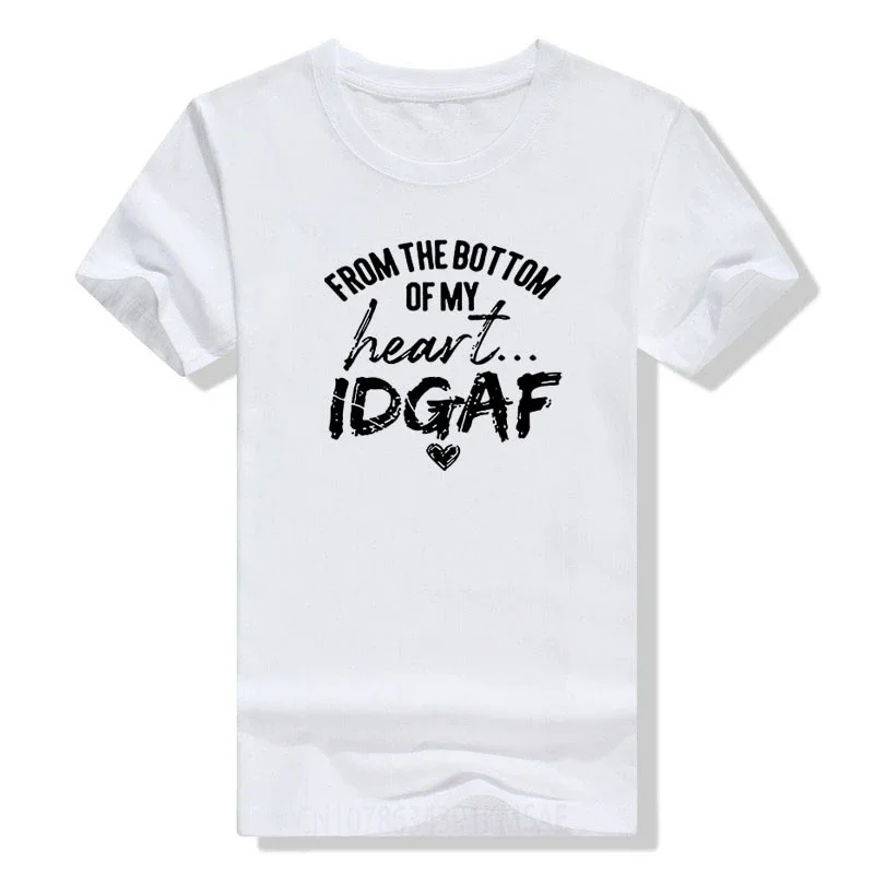 Women's Graphic Tees, From The Bottom of My Heart IDGAF Shirt, Humor Letters Short Sleeve T-shirt