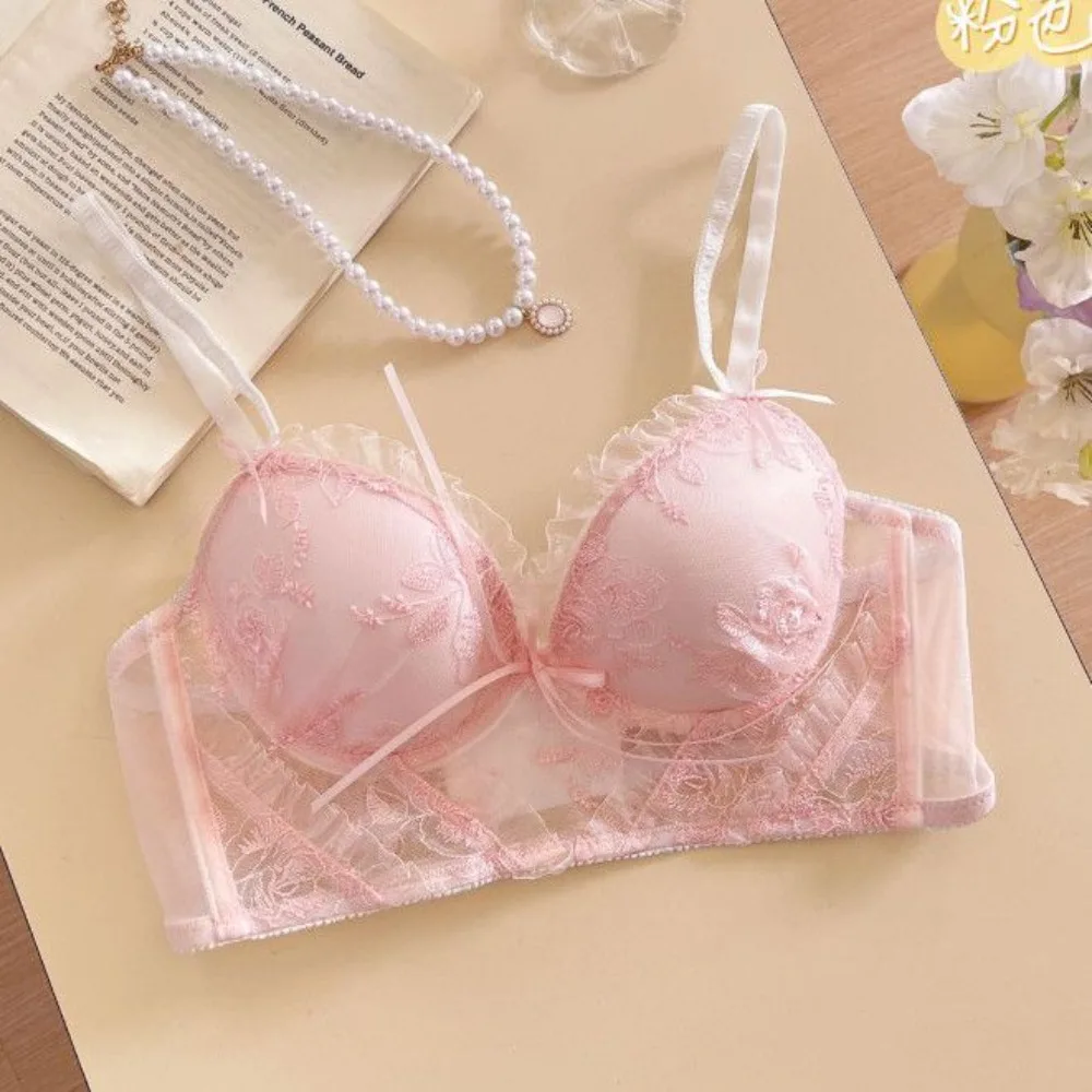 Women Women French Lolita Sweet Lace Brassiere Wireless Small Chest Push Up Anti Sag Lingerie Pure Style Soft Comfort Inner Wear 32-38 - Aliexpress Deal