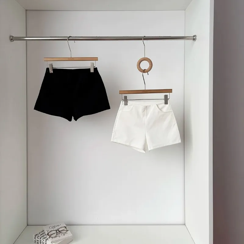 High Waist Thin Short Pants Women's Base Layer Outdoor Summer Anti-Light Pants No Hem Black Casual Straight Leg Pants