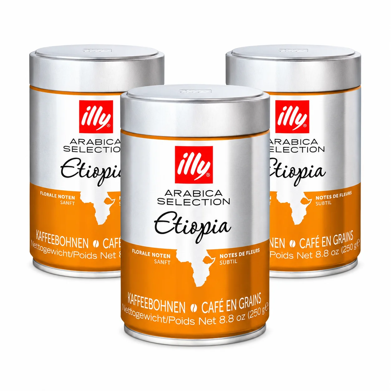 Pack 3 x Illy Café en Granos Etiopia 250 gr 100% arábico - Qumir