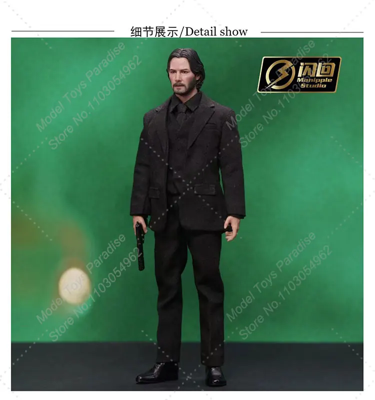 1/12 Men Soldier John Wick Killer Keanu Reeves Double Head Carving Full Set 6'' Action Figure Collectible Fans Gifts