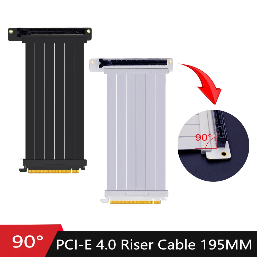 

PCI-E Gen 4.0 16X Riser Video Graphics Card Shielded Flexible 90° Mounting GPU Lossless Mount Extension Cable 195mm