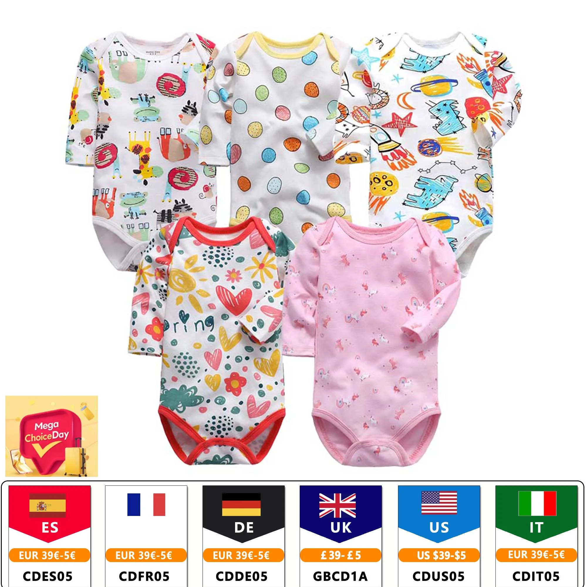 Spring Autumn Baby Bodysuits Long Sleeve printing Baby Boy Girl Clothes 100% Cotton Newborn Body Infant 0-24Month Bebe Jumpsuit