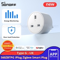 SONOFF S60ZBTPG UK 13A Zigbee Smart Plug Smart Home Outlet Socket with Energy Monitoring Voice Control Require Sonoff Zigbee Hub