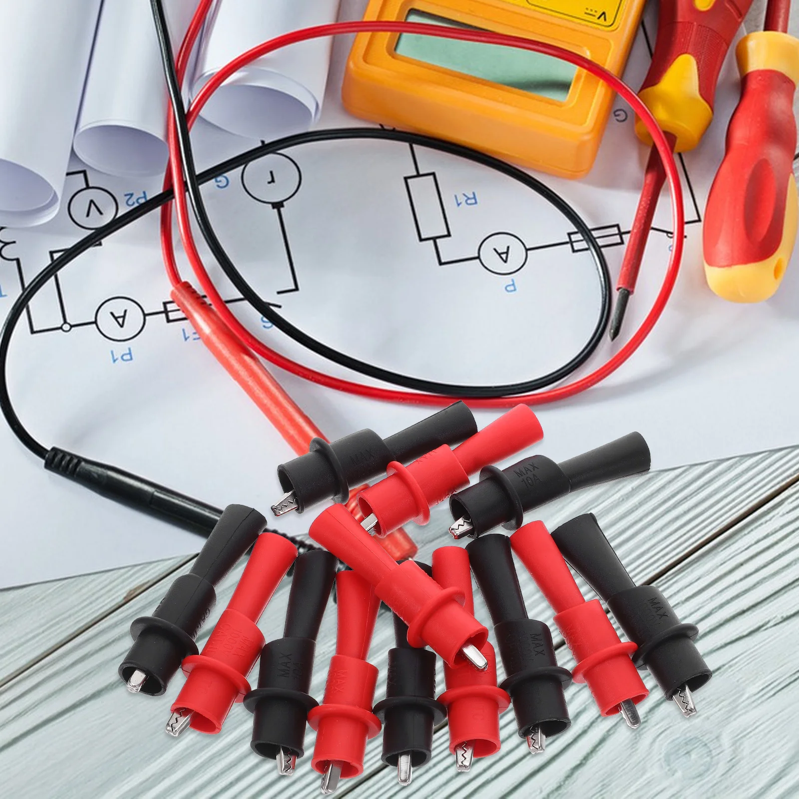 

32Pcs Insulated Crocodile Clamps Red Black Alligator Clip Electrical for Circuit Testing Multimeter Clips DIY Enthusiasts