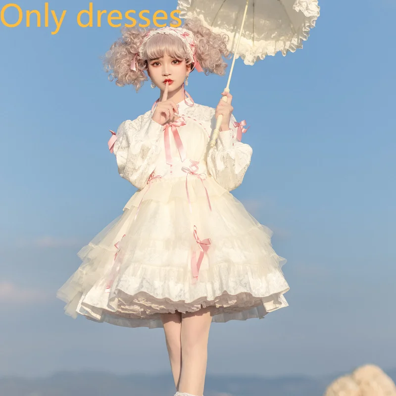 lolita long-sleeved dress Multi-layer cake dress Cute dark Lolita dress