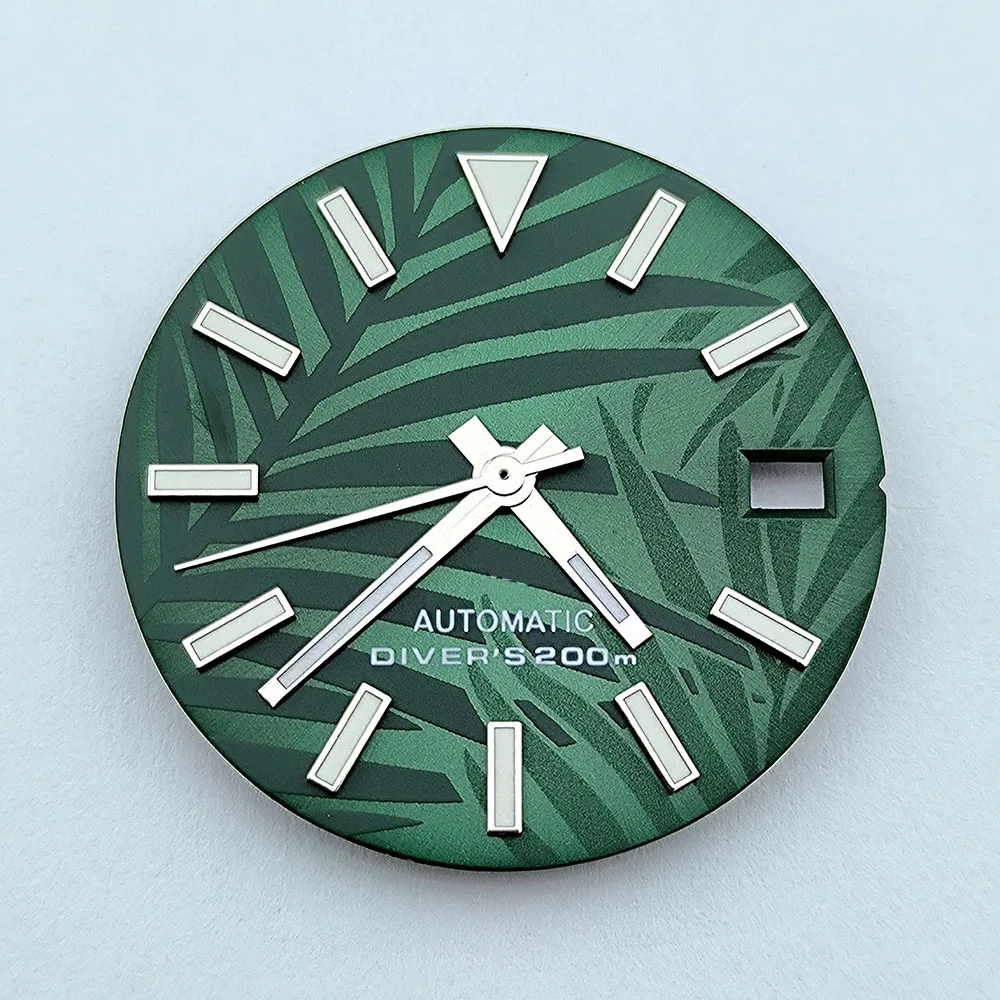 Cadran vert Shoous sans logo, accessoires de montre, adapté au mouvement NH35, NH36, 28.5mm