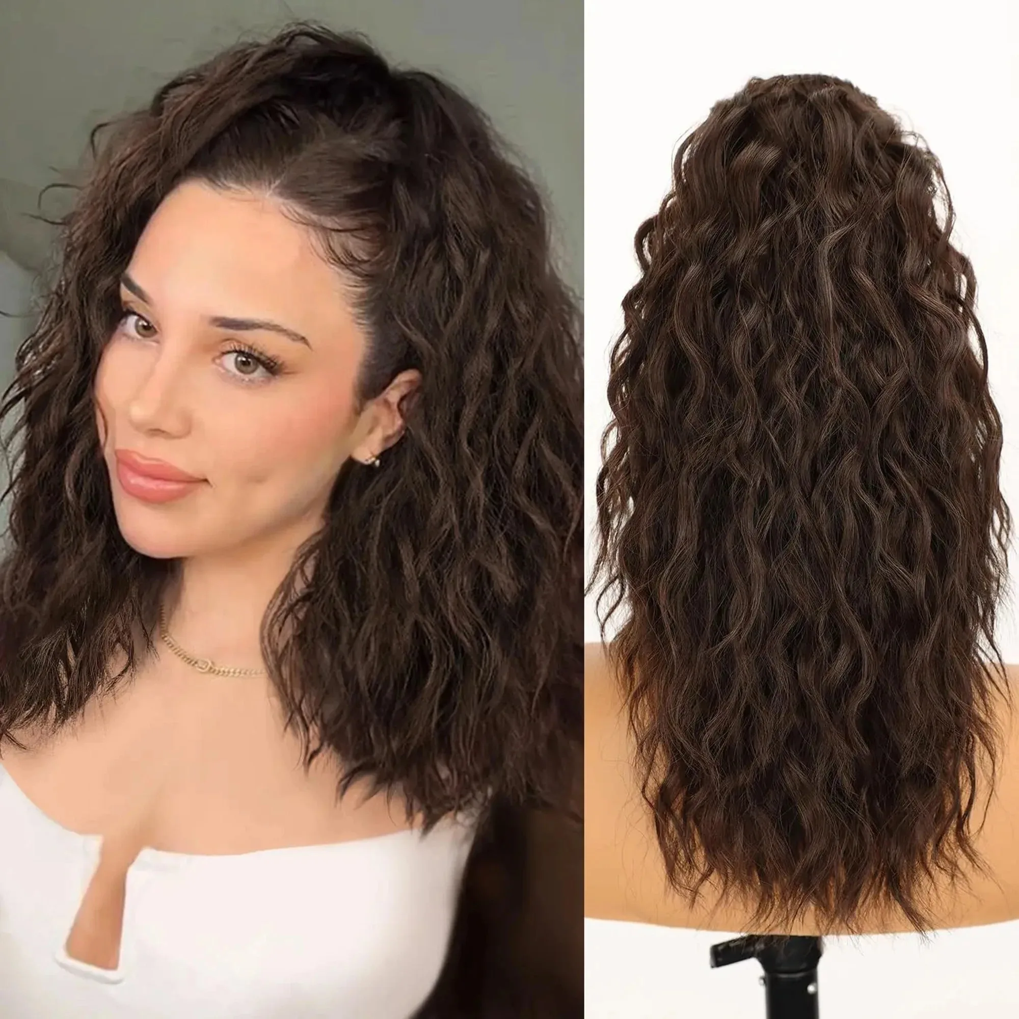 160g Heavy Ombre Black Blonde Curly Ponytail Claw Long Wavy Pony Tail Synthetic Clip in Hair Extensions Fluffy Natural Looking