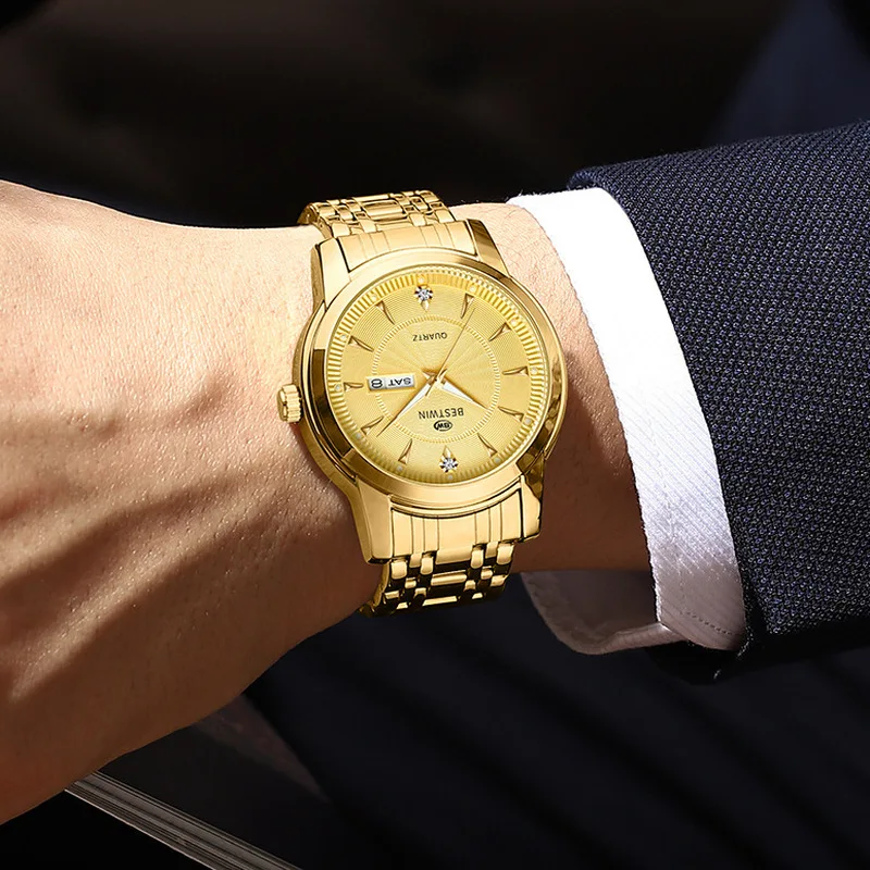 Casual Men's Fashion Steel Band Quartz Wristwatch Calendar Waterproof Function Daily Wear Business Outdoor Sports Wrist Watch