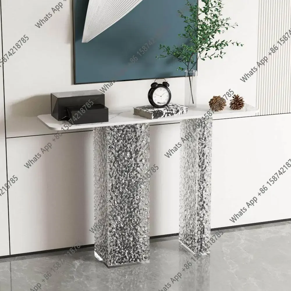 N68 Light luxury rock slab entrance table simple modern acrylic entrance cabinet entrance corridor decorative table  against