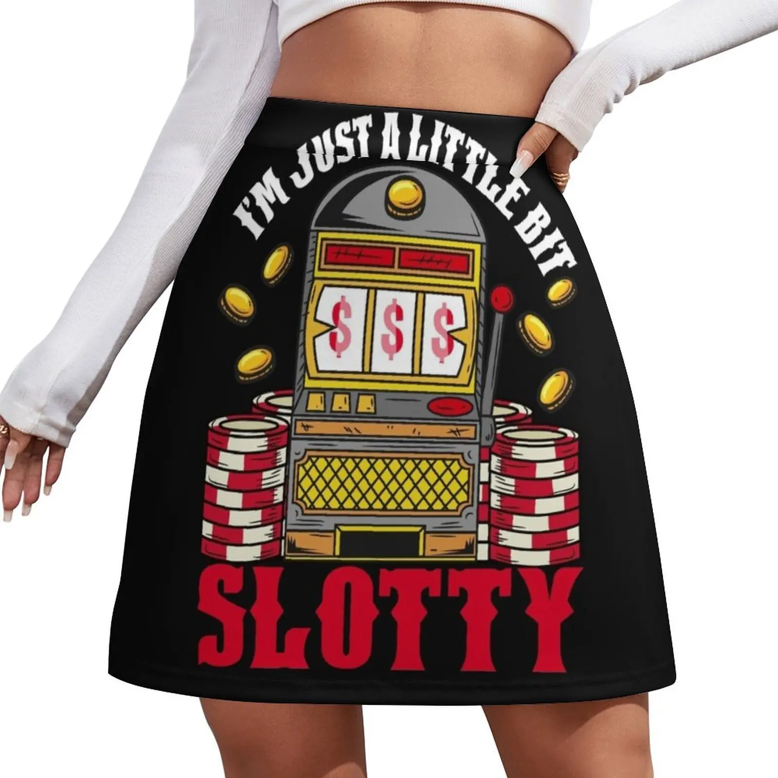 Jackpot Slot Machine design - I'm just a little bit slotty Mini Skirt elegant social women's skirts fashion