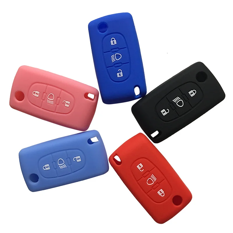 Silicone Folding Remote Key Cover For Citroen C4 Grand Picasso Cactus C5 C6 C8 C4L Xsara 3 Buttons Key Case Fob Accessories