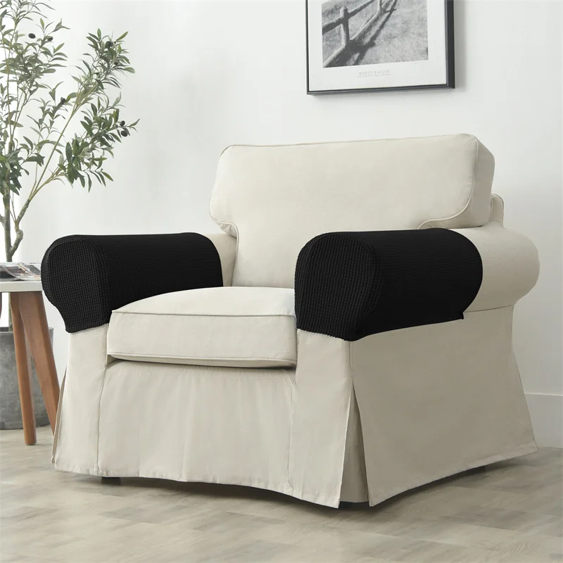 2-teiliges Set Stretch-Sofa-Armlehnenbezug Polar Fleece Schmutzabweisender Couch-Sessel Möbelschutz-Bezüge Einfarbig Wohnungsdekoration – Detail 17