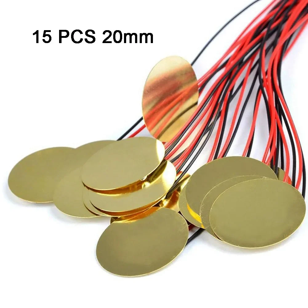 Advanced 20mm Piezo Discs Transducer for Superior Sound Detection Pack of 15 for Mic Drum Guitar Trigger and Acoustic Pickup