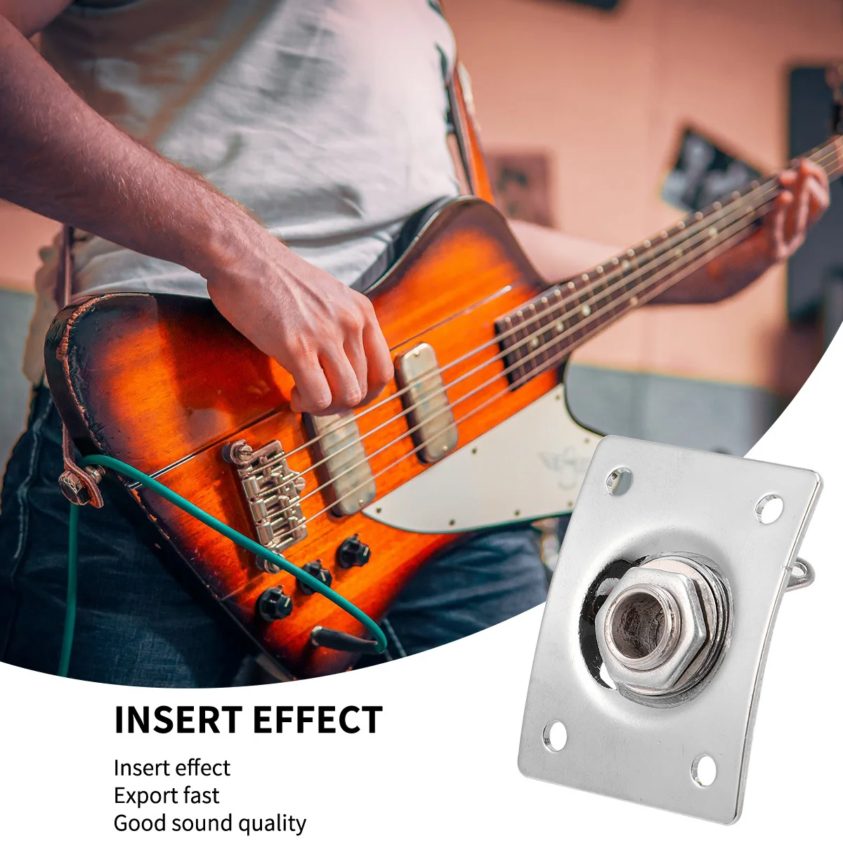 

2Pcs 6.35mm Square Pickup Jack Socket Electric Guitar Replacement Part Practical High Quality Silver Electric Guitar Jack