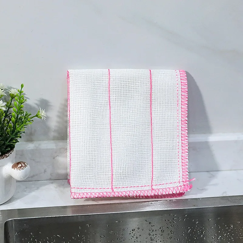 Cotton Dishwashing Cloth with 5 Layers of Thickened Large Size That Does Not Shed Hair. Kitchen Cloth Made of Bamboo and Wood Fi