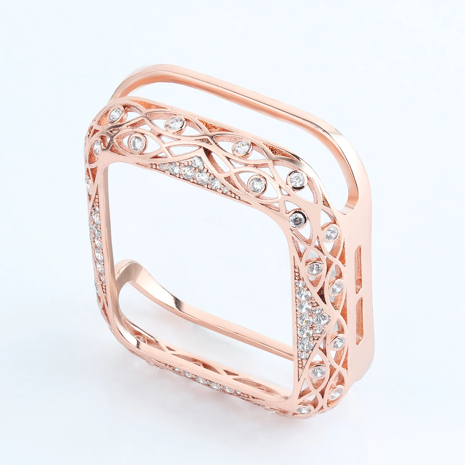 Carved Copper Luxury Bumper for Apple Watch Case 44/40mm 42/38mm Diamond Bling Cover for iWatch Series 7 SE/6/5/4/3/2 45mm 41mm