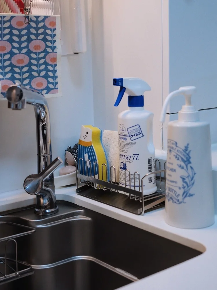 

Японская подставка-органайзер из нержавеющей стали 304 для кухонных принадлежностей, губок и посуды, с дренажной доской