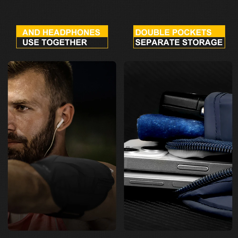 حقيبة ذراع لتنظيم الهاتف الخلوي ذات سعة كبيرة، حافظة ذراع رياضية مقاومة للماء وغير منفذية