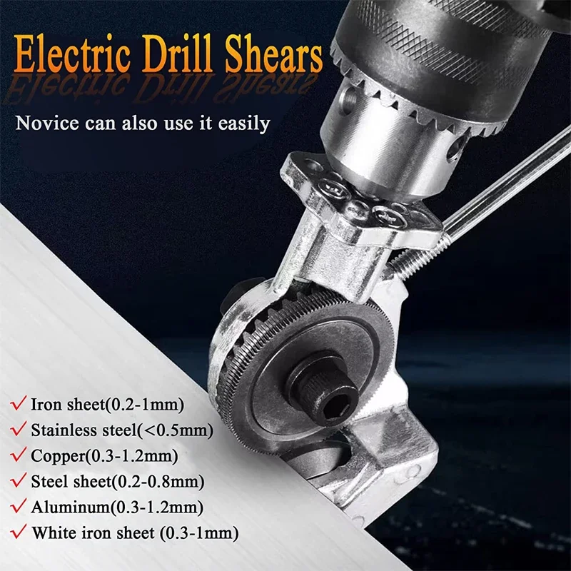 

Electric Drill Plate Cutter Attachment Double Headed Free Cutting Tools Iron Metal Sheet Cutter Plate Punch Scissors Accessories
