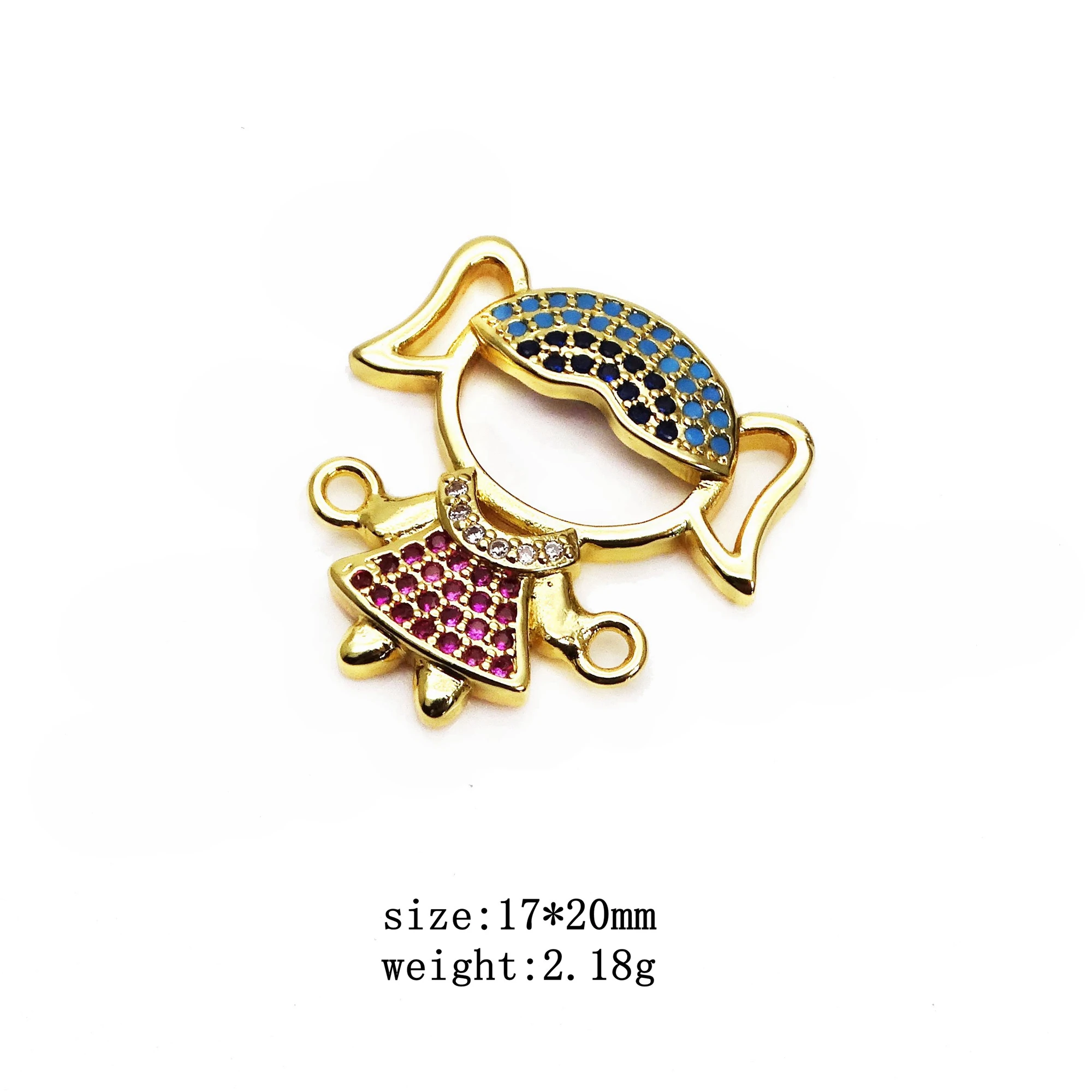 Micro zircon inlaid Cute girl boy Style hand card accessory Link bracelet  zircon doll for Jewelry Making accessory