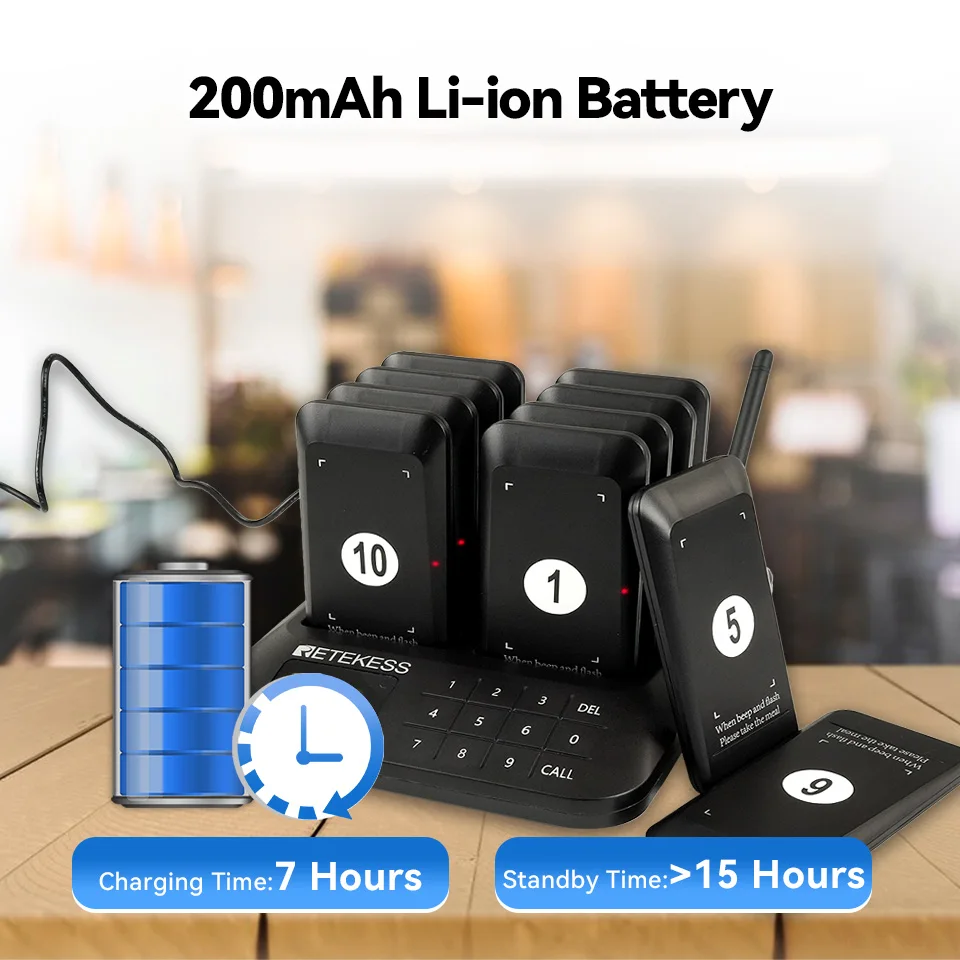 Retekess TD157S 무선 호출 시스템 호출기 레스토랑 버저 비퍼 벨 수신기 푸드 트럭 카페 바 클리닉 용 코스터