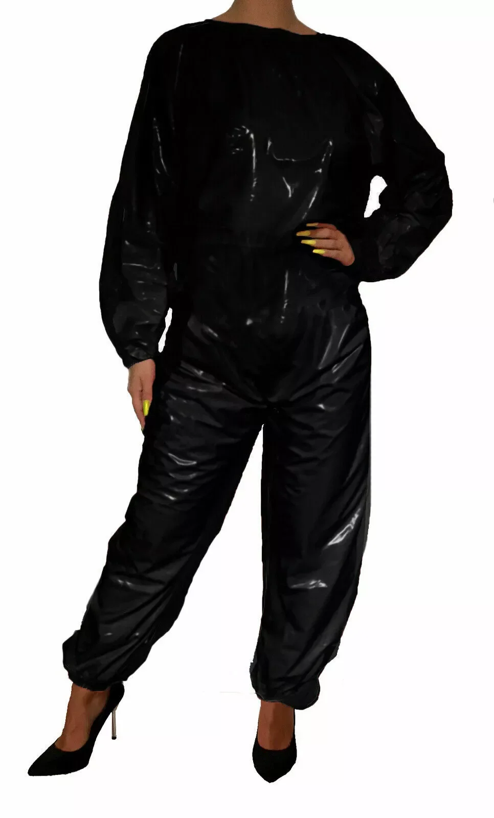 100% Latex Gummi Rubber Catsuit 0,4mm Ganzanzug Overall Zentai Anzug Kostüm schwarz lack Suit