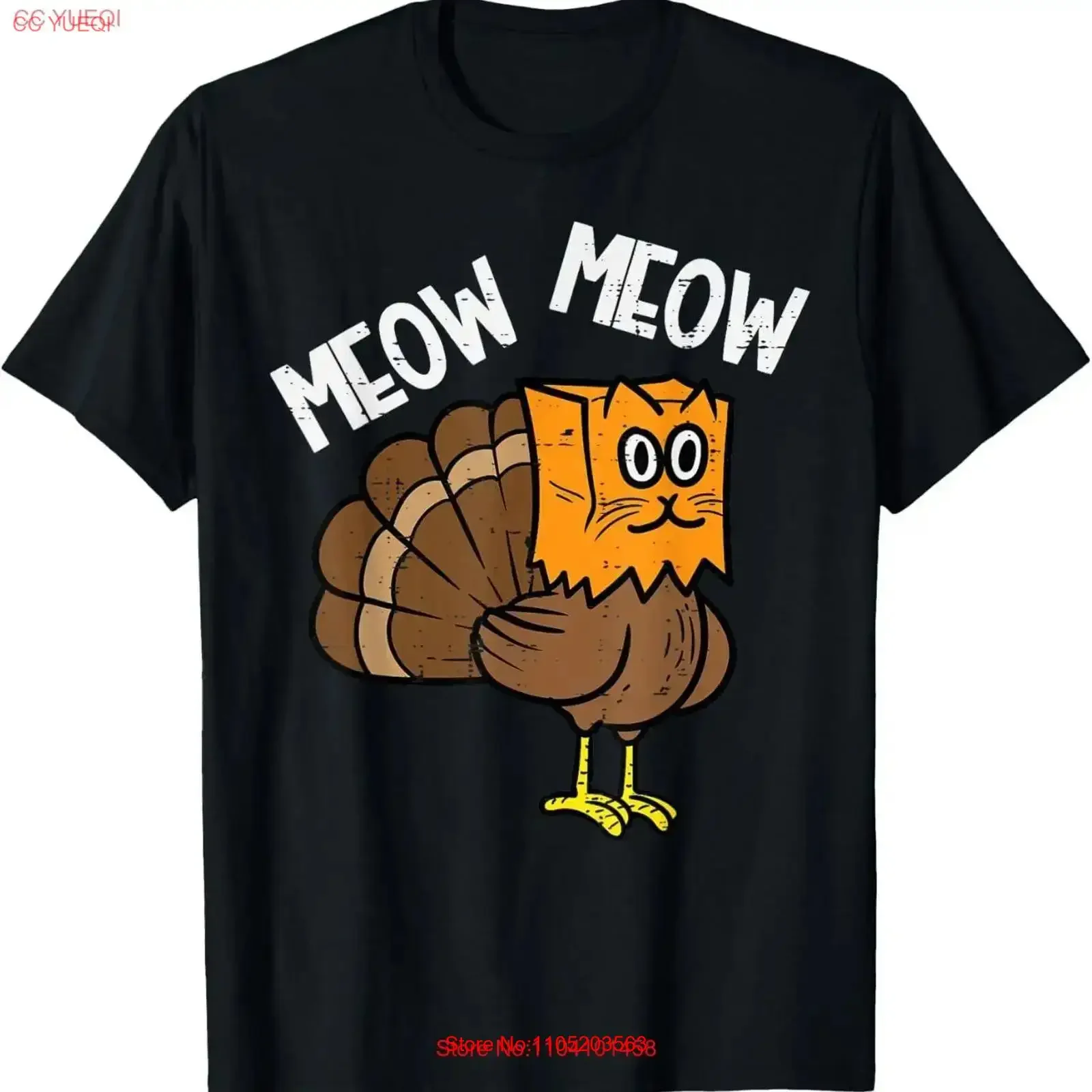 Turkey Paper Bag Meow Funny Thanksgiving Cat Kids T Shirt vintage Washed Top For Everyday Wear graphic homme Versatile