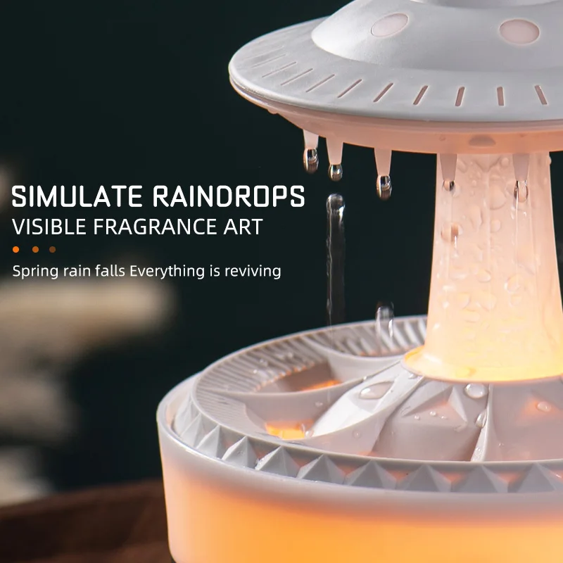 UFO Shaped Mute Rain Cloud Humidifier Raindrop Essential Oil Diffuser Aromatherapy With Remote 7 Color LED Humidifier Large Room