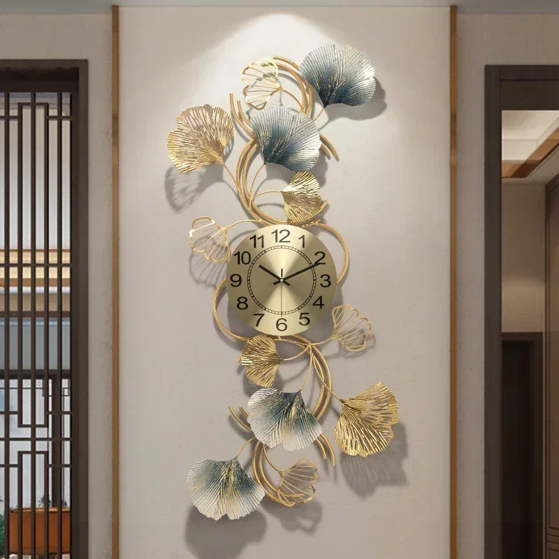 

Metal Wall Clock Creative Ginkgo Leaf Clock Fashion Home Decor Mute Living Room Watch Stylish Timepiece Silent Operation
