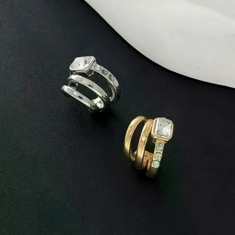 /HTF/C-shaped Ear Clip Silver Metal Triple Ring Clip Golded Irregular Shape No Piercing Earrings Cartilage Ear Cuffs Multi-Layer