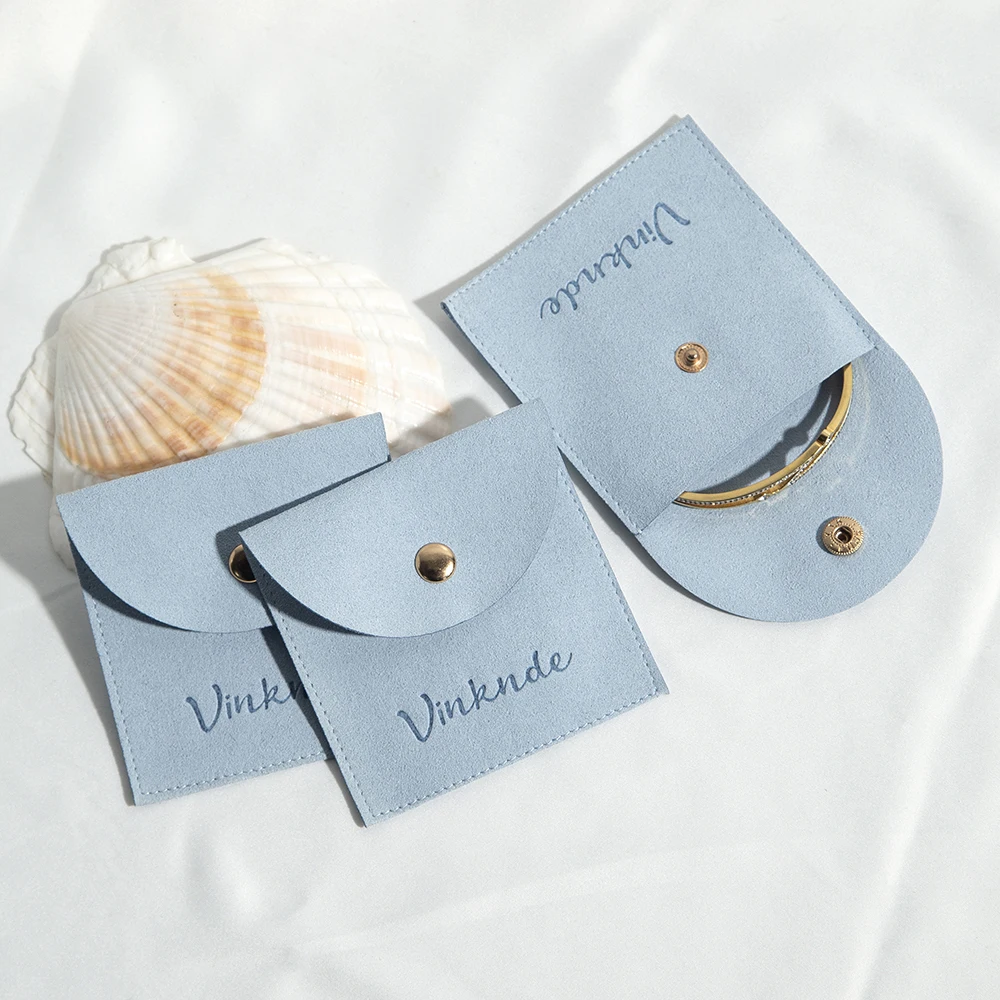 شعار مخصص 50 حزمة صغيرة المخملية ستوكات زر الحقيبة الجلد المدبوغ مجوهرات هدية التعبئة والتغليف حقيبة أقراط خواتم تخزين عرض كيس #4