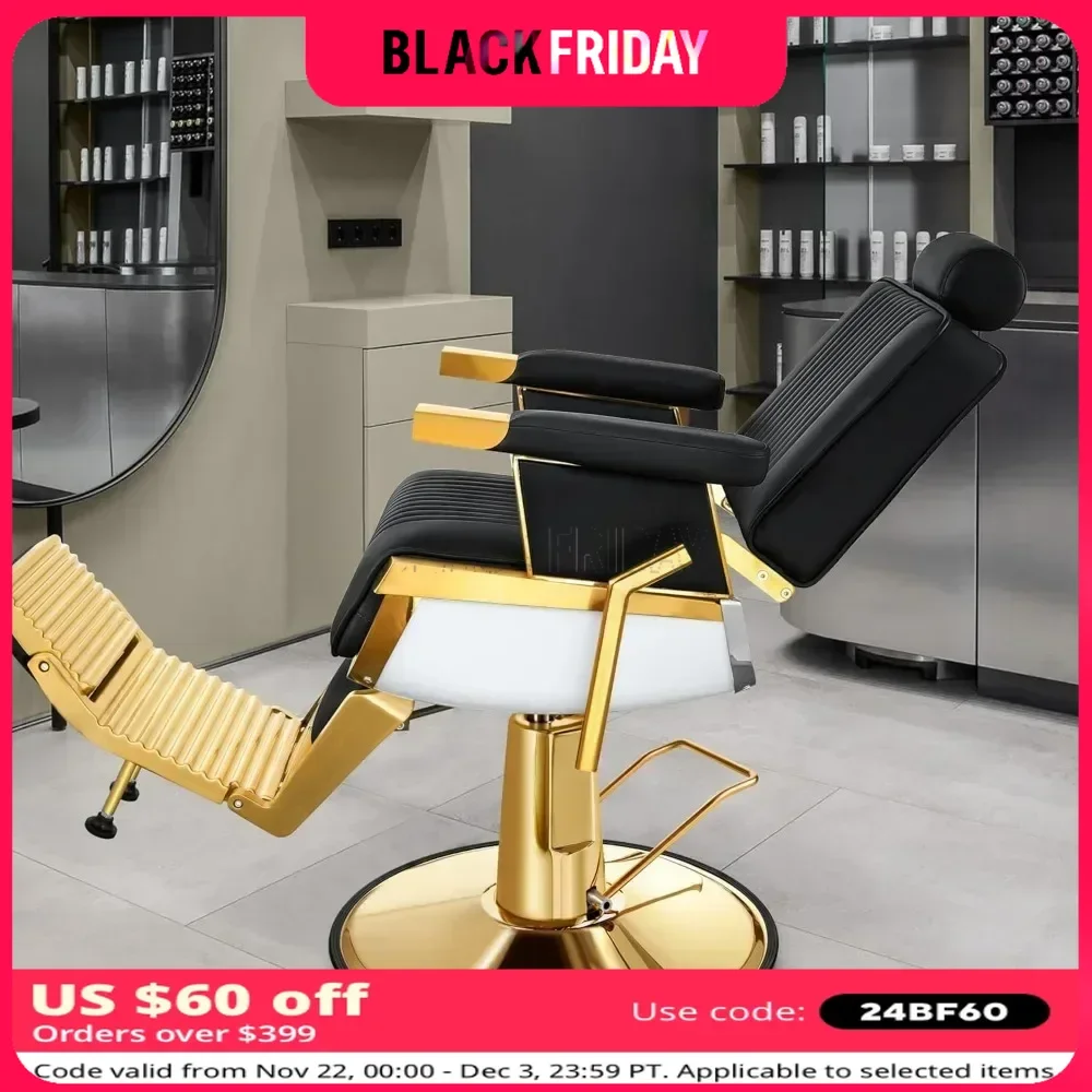 Salon Chair with Adjustable Backrest & Lumbar Support, Hair Barber Chairs with Durable Steel Frame, Salon Chair