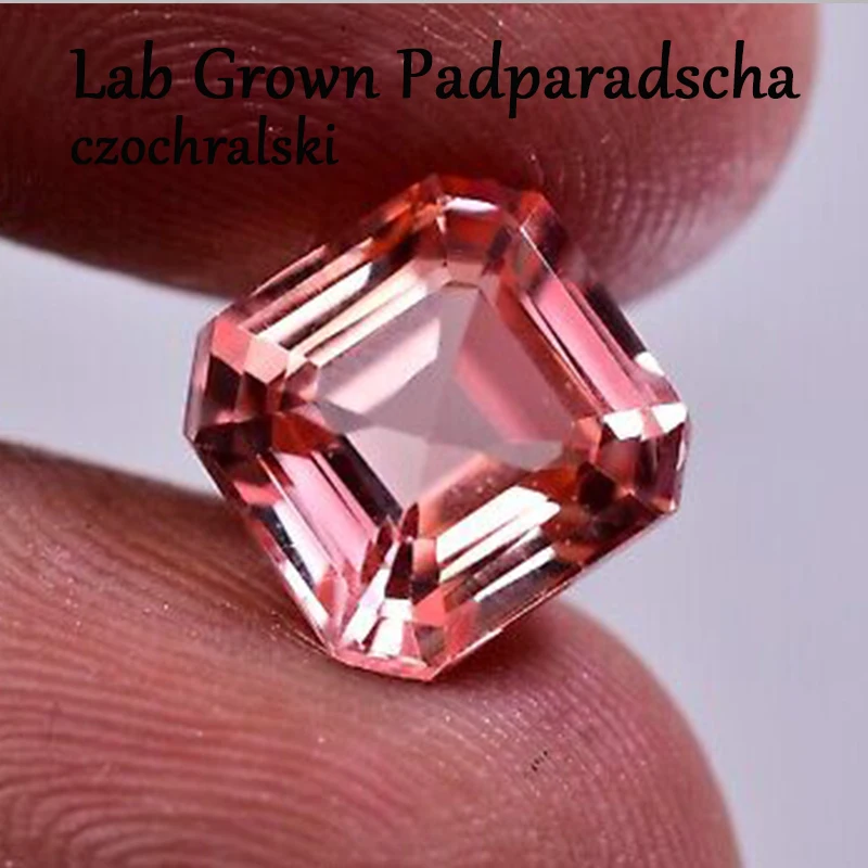 New Padparadscha Color Sapphire Asscher Cut Lab Grown  Loose Gemstone With AGL Certificate Charms for Jewelry Making