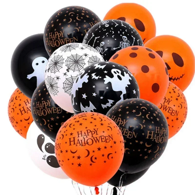 Halloween Orange Black Pumpkin Skeleton Ghost Latex Balloon for Halloween Party Round Balloons Decoration Supplies Wholesale