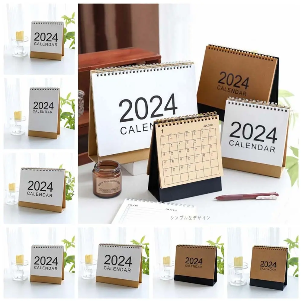 Daily Planner Desk Calendar Coil Standing Calendar Agenda Organizer 2024 Calendar Paper Office School Supplies