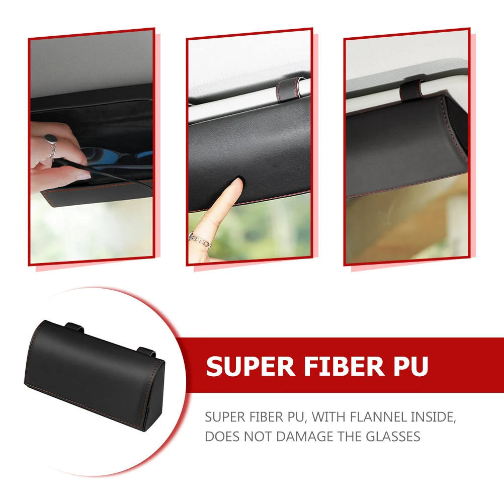 

Pu Car Eyeglasses Organizer Sun Visor Storage Accessories Dustproof Heat Resistant Shatterproof Slim Design Easy Install