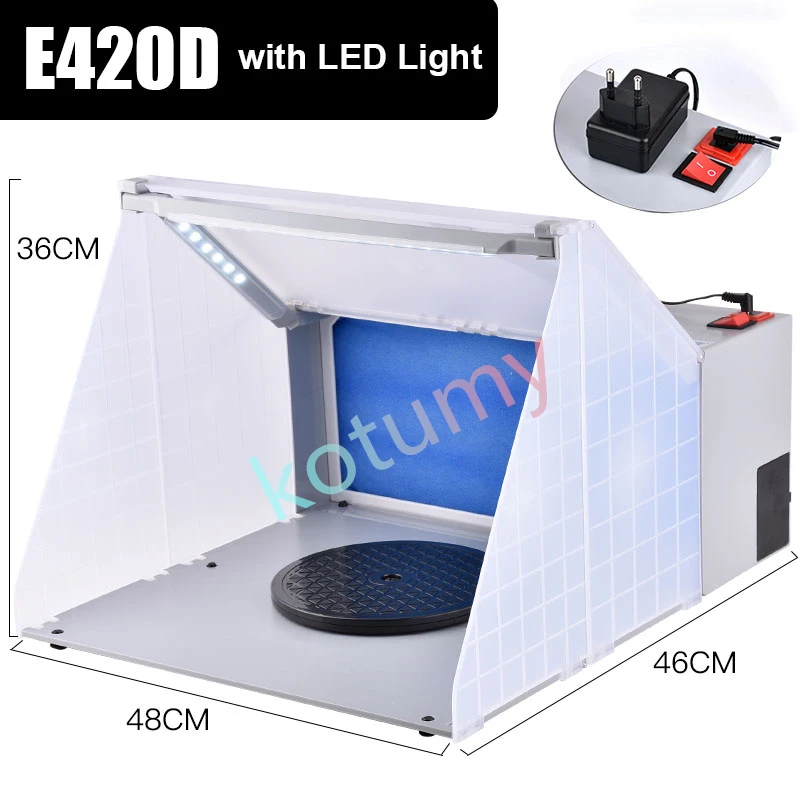 Painting Booth 220V Airbrush Paint Spray Booth Exhaust Fan Model Craft Hobby DIY with LED Powerful Exhaust Fans Woodiness