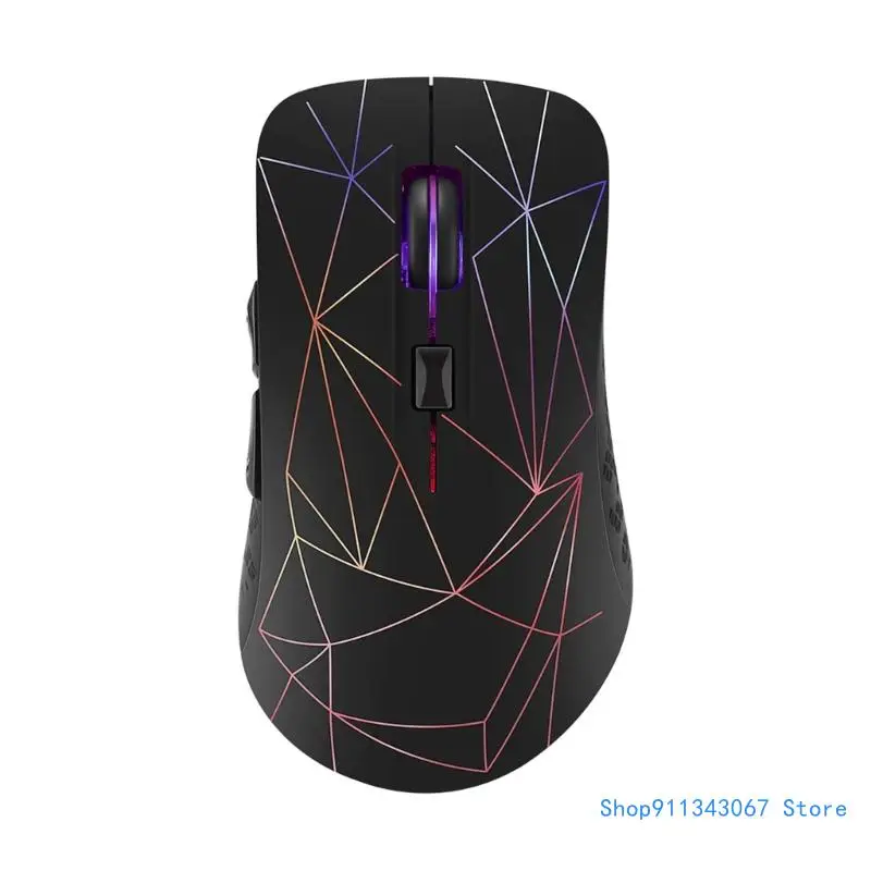 Wireless Mouse 2.4GHz and Bluetooth-compatible 5.2, 1600DPI, USB Rechargeable, LED Lights Drop shipping