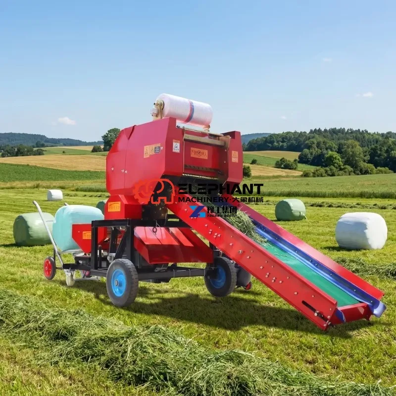 Heavy Duty Round Silage Baler High Capacity Corn Stalk Baling Machine with Bale Wrapper for Field Packing