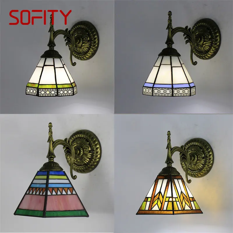 

SOURA European Style Tiffany Wall Lamp LED Creative Simple Vintage Sconce Light for Home Living Room Balcony Aisle